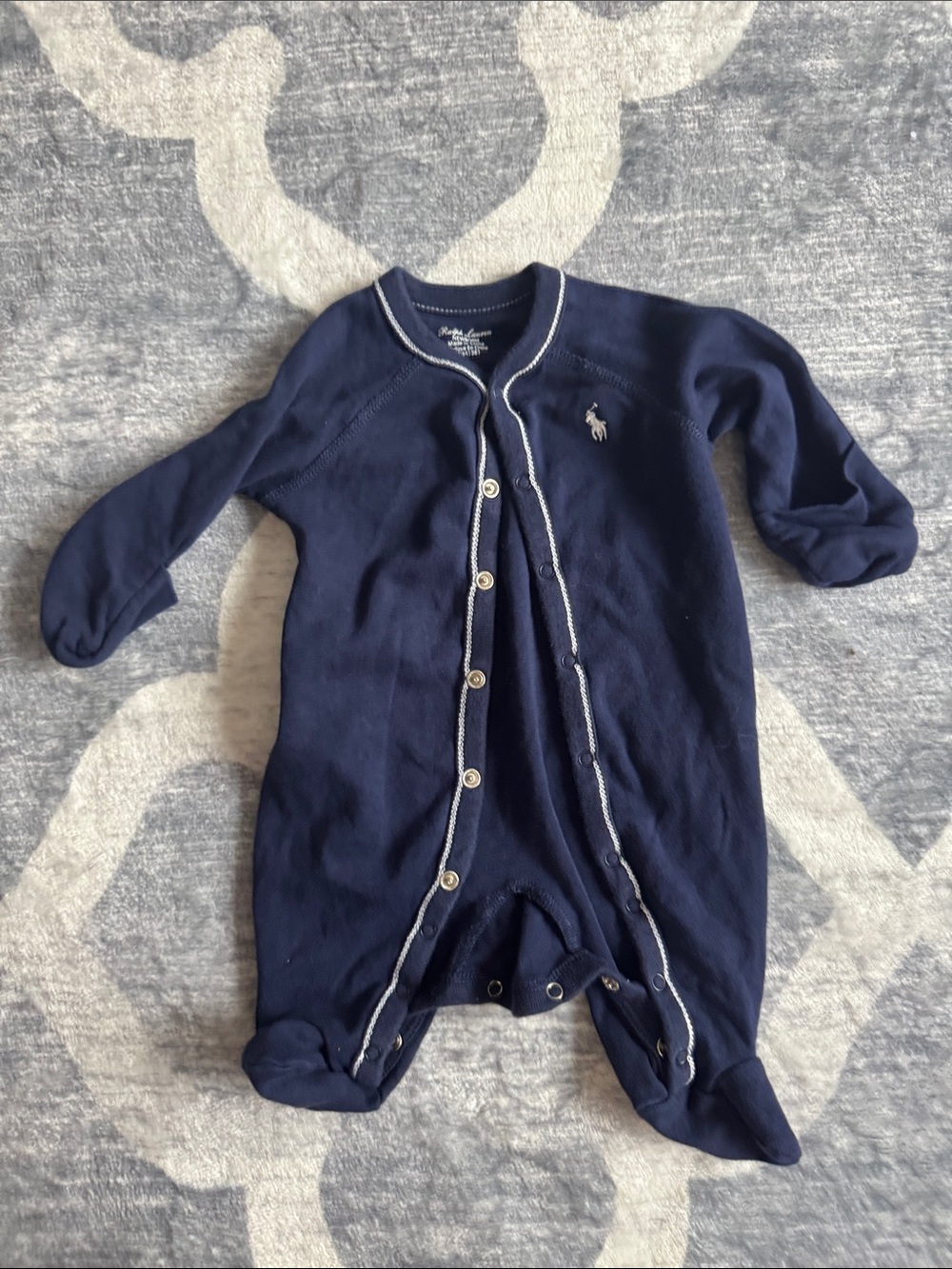 Polo by Ralph Lauren Navy Footed One-Piece with Contrast Trim